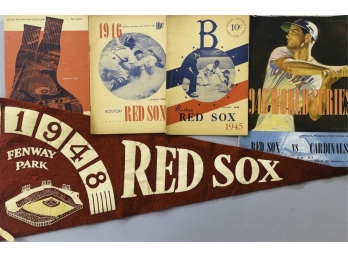 1948 FENWAY PARK BOSTON RED SOX PENNANT ETC