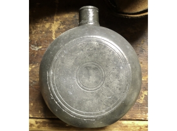 EARLY PEWTER FLASK OR SHOT HOLDER