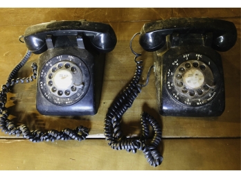 (2) BLACK VINTAGE TELEPHONES