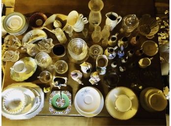 OVER 90 PCS OF MISC GLASS AND CHINA