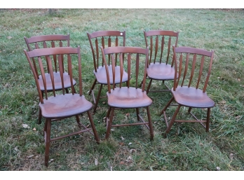 SET OF (6) ANTIQUE ARROWBACK SIDE CHAIRS
