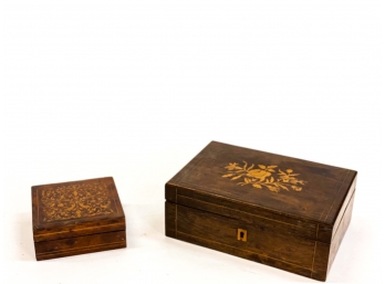 (2) INLAY DECORATED WOODEN BOXES