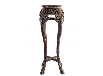 CARVED MARBLE TOP CHINESE PLANT STAND