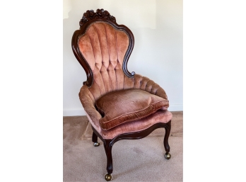 VICTORIAN STYLE HAND CARVED PARLOR CHAIR