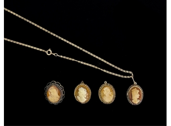 GROUP OF (4) CARVED SHELL CAMEO DROPS