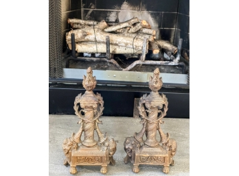 PAIR OF FRENCH STYLE CAST ANDIRONS