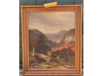 LARGE 19th c OIL ON CANVAS 'AUTUMN IN THE VALLEY'
