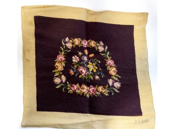 NEEDLEPOINT WITH CENTER FLORAL DESIGN