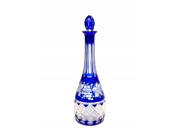 CUT TO CLEAR COBALT DECANTER