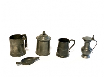 GROUP OF (5) MISC PEWTER VESSELS