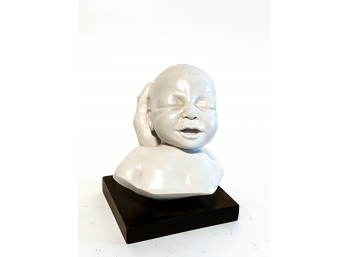 SIGNED AND NUMBERED PLASTER SCULPTURE OF NEWBORN