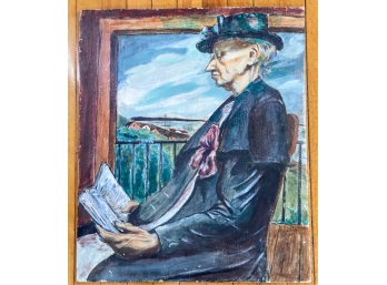 PORTRAIT 'WOMAN READING IN HARBOR TOWN'