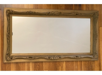 LARGE OVER MANTLE MIRROR W/ CARVED DECORATION