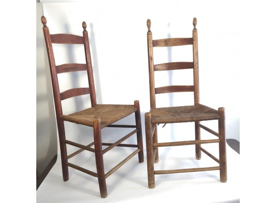 TWO LADDER-BACK 19TH CENTURY CHAIRS