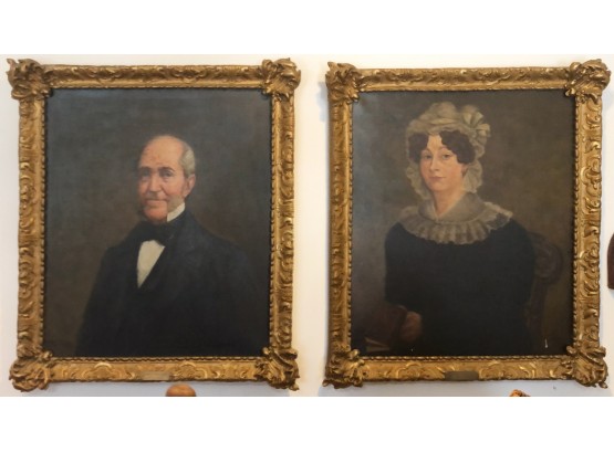 PAIR OF AMERICAN SCHOOL OIL ON CANVAS PORTRAITS