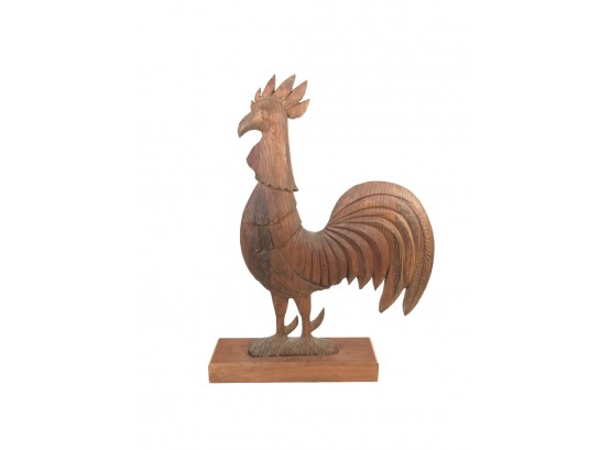 GREAT EARLY FOLK ART CARVED ROOSTER