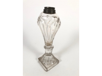 19TH CENTURY SANDWICH GLASS WHALE OIL LAMP