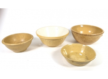LOT OF FOUR YELLOW WARE BOWLS