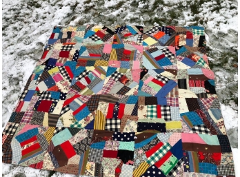 GEOMETRIC HAND SEWN STATE OF MAINE QUILT