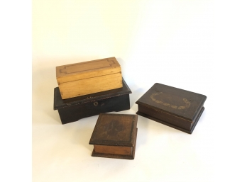 GROUP OF FOUR WOODEN BOXES