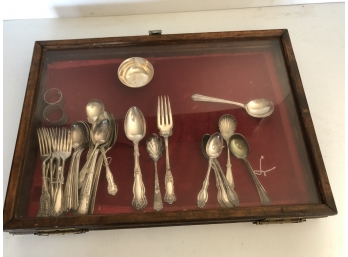 GROUPING OF SILVERPLATE & DISPLAY