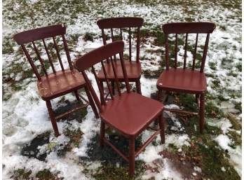 SET OF 4 PLANK-SEAT CHAIRS