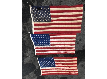 THREE 48-STAR AMERICAN FLAGS