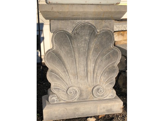 PAIR SCALLOP SHELL STONE STANDS W/ PLANTERS