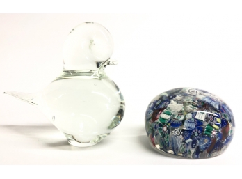 (2) DECORATIVE GLASS PAPERWEIGHTS