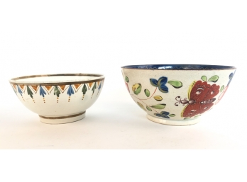 (2) ANTIQUE HAND PAINTED BOWLS