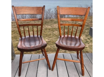 PAIR ANTIQUE WINDOR SIDE CHAIRS