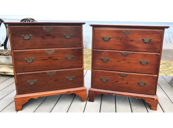 PAIR CHIPPENDALE STLYE (3) DRAWER MINIATURE CHESTS