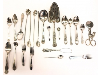 (23) PCS MISC SILVER PLATED FLATWARE
