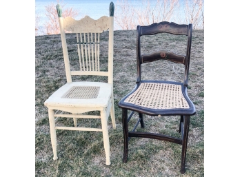 (2) ANTIQUE CANE SEAT CHAIRS