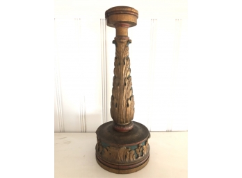 CARVED AND PAINTED WOOD LAMP BODY