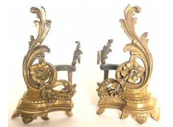 ANTIQUE FRENCH BRONZE CHENETS