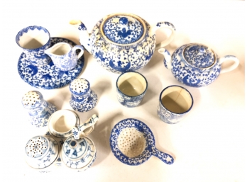 (11) PIECE BLUE AND WHITE TEA SET
