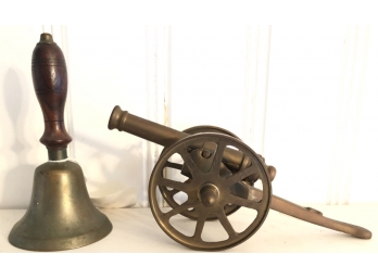 BRASS CANNON BALL AND BELL