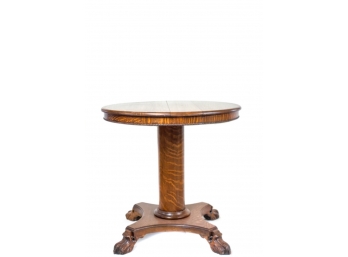 QUARTER SAWN OAK VICTORIAN TABLE ON CARVED FEET