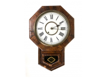 NEW HAVEN SCHOOLHOUSE WALL CLOCK W EGLOMISE PANEL