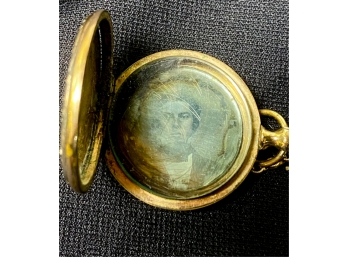 MOURNING LOCKET WITH PHOTO AND HAIR MEMENTO