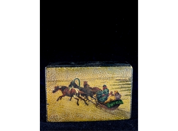 RUSSIAN KEEPSAKE BOX WITH HORSE DRAWN SLEIGH