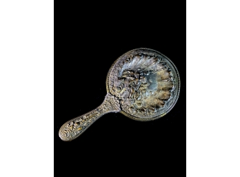 PLATED REPOUSSE HAND MIRROR WITH PUTTI SCENES