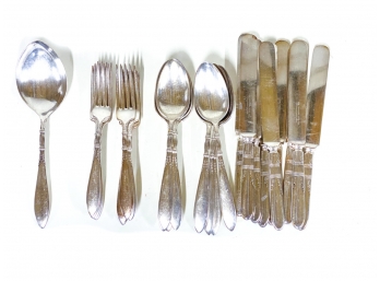 NICELY CAST WM ROGERS PARTIAL PLATED FLATWARE SET