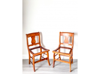 PAIR OF TIGER MAPLE SPLAT BACK SIDE CHAIRS