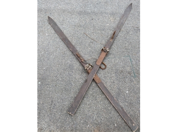 PAIR OF ANTIQUE WOODEN SKIS