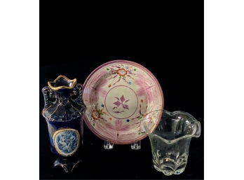(3) PIECE MISC PORCELAIN AND GLASS LOT
