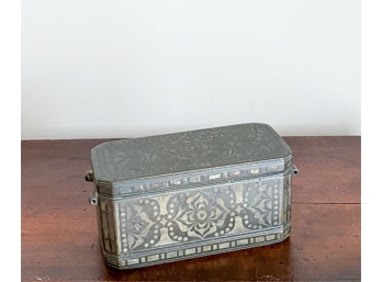 PERSIAN MULTI COMPARTMENT JEWELRY CASKET W MIXED METAL INLAY