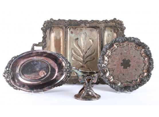 GROUPING OF SILVER PLATED SERVING PIECES