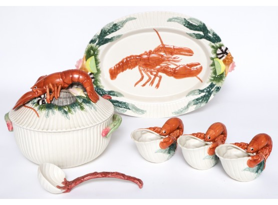 FITZ and FLOYD LOBSTER TUREEN, PLATTER & BOWLS